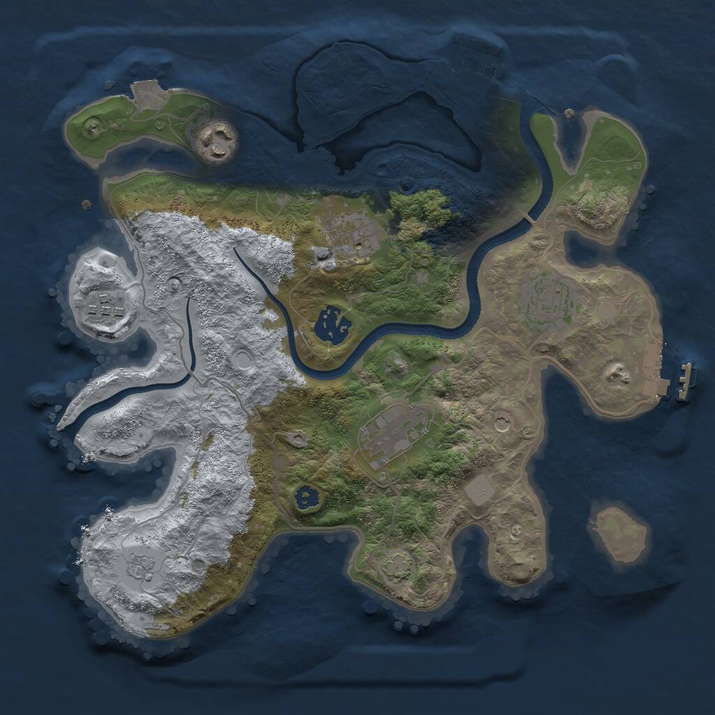 Rust Map: Procedural Map, Size: 3000, Seed: 769707202, 12 Monuments