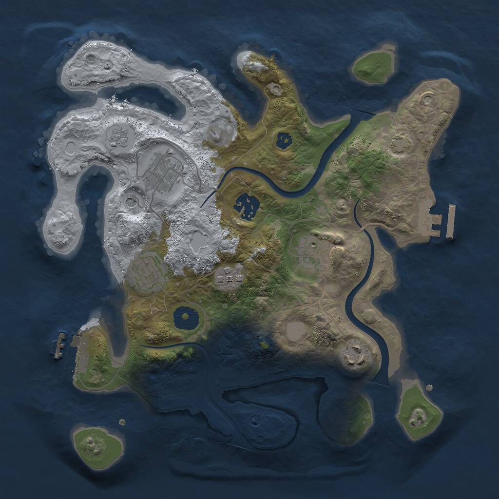 Rust Map: Procedural Map, Size: 3000, Seed: 20864, 12 Monuments