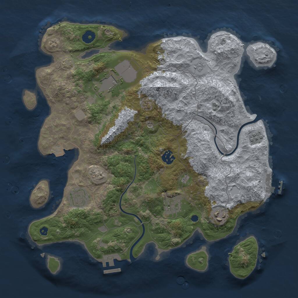 Rust Map: Procedural Map, Size: 3500, Seed: 821596727, 12 Monuments
