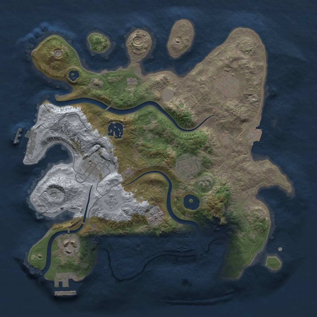 Rust Map: Procedural Map, Size: 3000, Seed: 29593, 12 Monuments