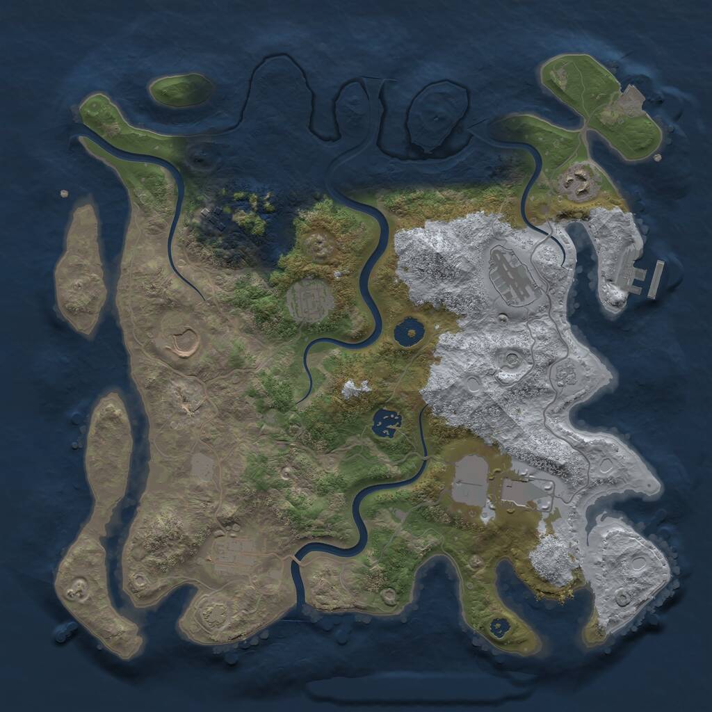Rust Map: Procedural Map, Size: 3700, Seed: 30987313, 13 Monuments