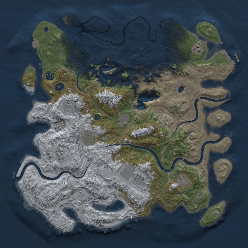 Rust Map: Procedural Map, Size: 4300, Seed: 3389, 14 Monuments