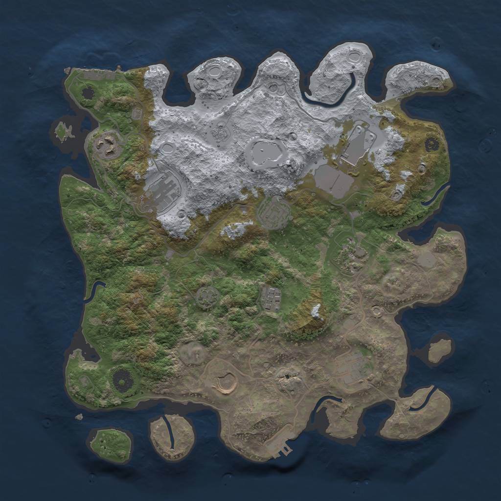 Rust Map: Procedural Map, Size: 3500, Seed: 44515475, 16 Monuments