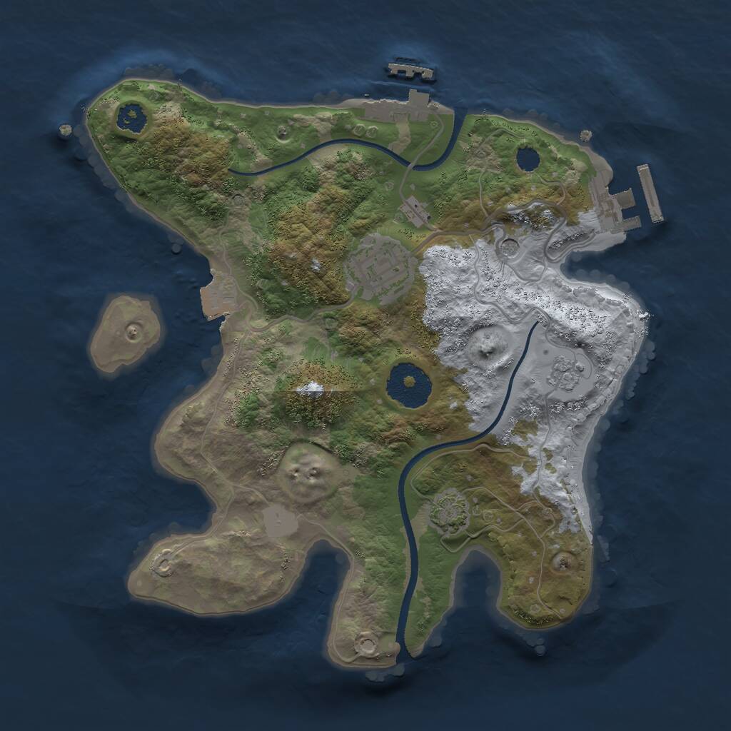 Rust Map: Procedural Map, Size: 2500, Seed: 1414738846, 7 Monuments