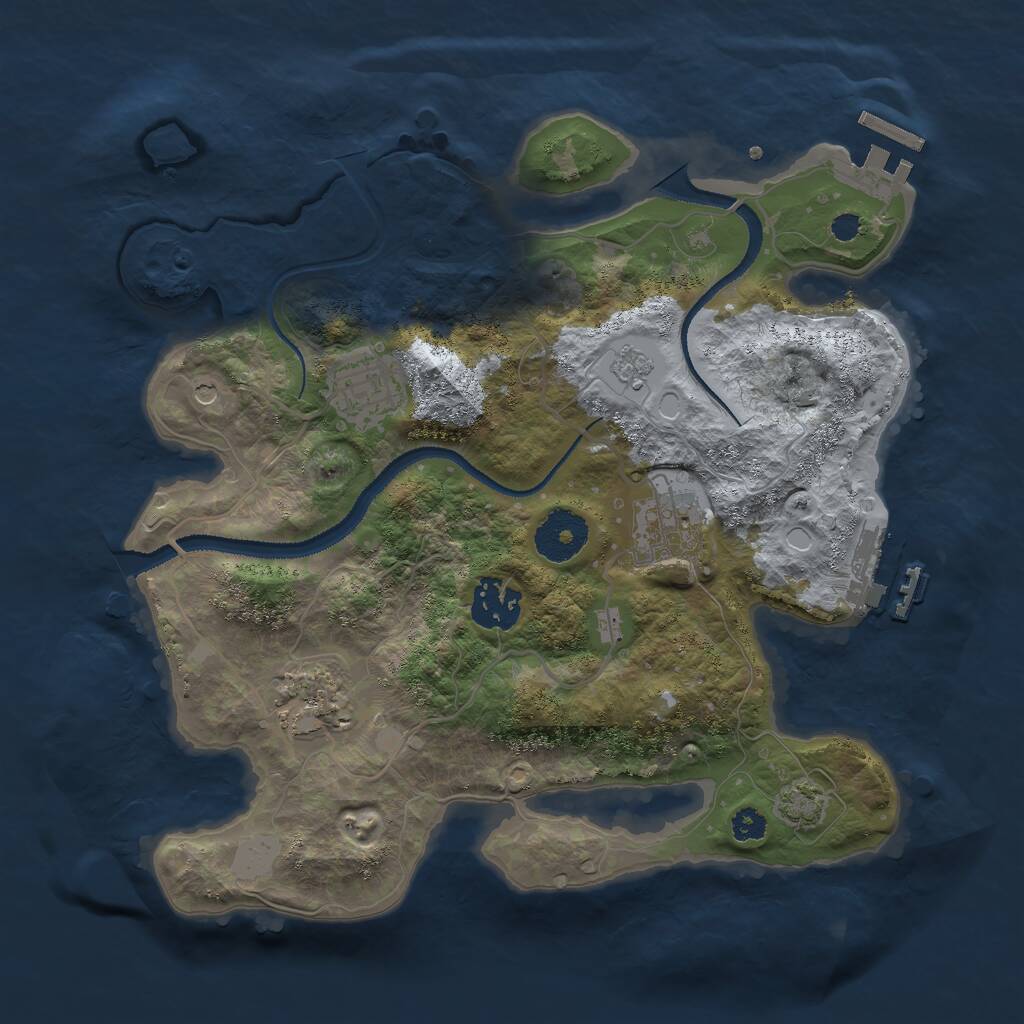 Rust Map: Procedural Map, Size: 3000, Seed: 1641605518, 10 Monuments