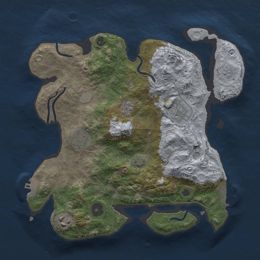 Rust Map: Procedural Map, Size: 3000, Seed: 23039, 12 Monuments