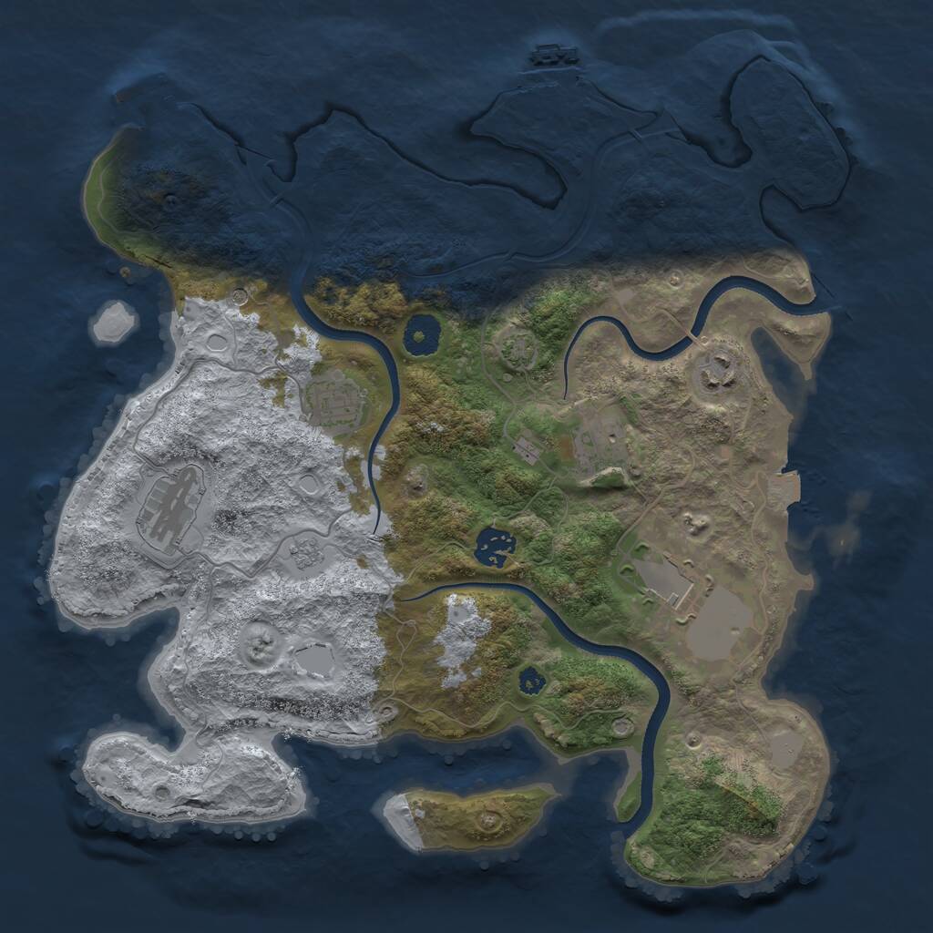 Rust Map: Procedural Map, Size: 3500, Seed: 3223, 12 Monuments