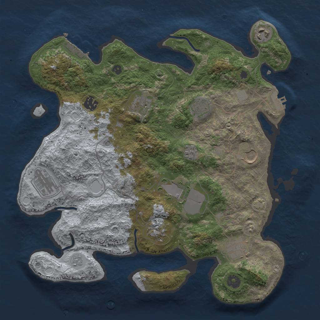 Rust Map: Procedural Map, Size: 3500, Seed: 3223, 18 Monuments