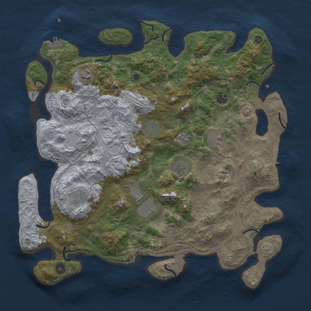 Rust Map: Procedural Map, Size: 4300, Seed: 338299, 16 Monuments