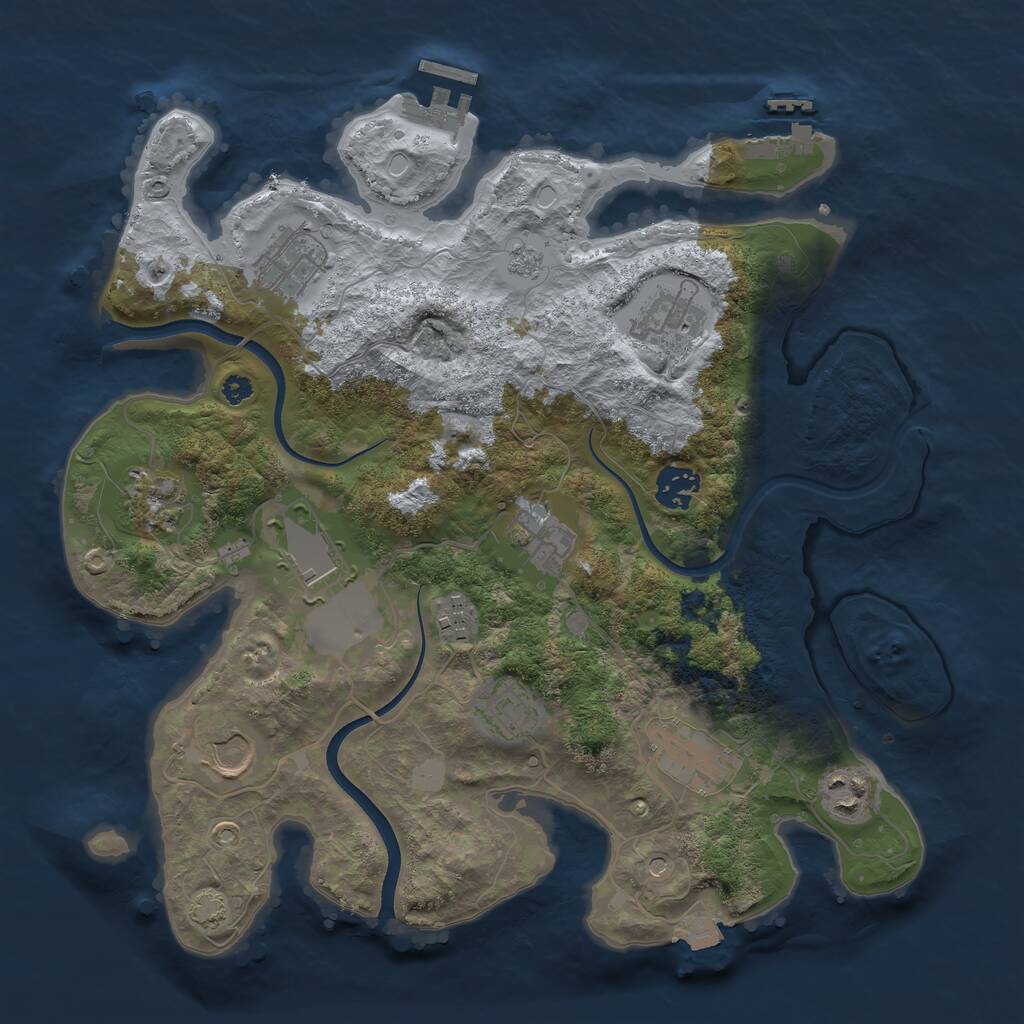 Rust Map: Procedural Map, Size: 3500, Seed: 1823409877, 17 Monuments