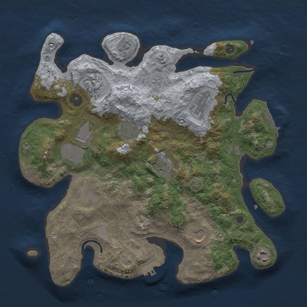 Rust Map: Procedural Map, Size: 3500, Seed: 1823409877, 17 Monuments