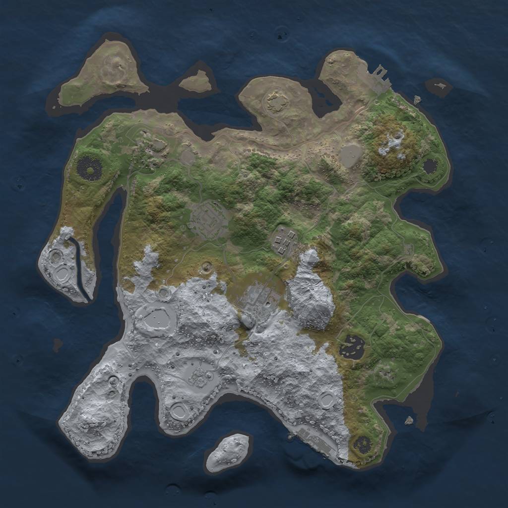 Rust Map: Procedural Map, Size: 3000, Seed: 22136, 12 Monuments