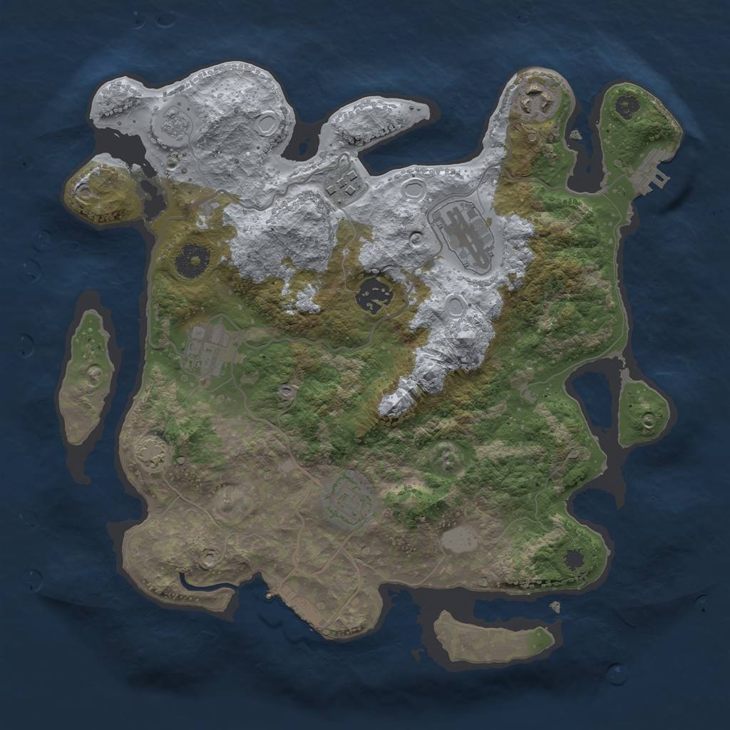 Rust Map: Procedural Map, Size: 3200, Seed: 1148008875, 13 Monuments