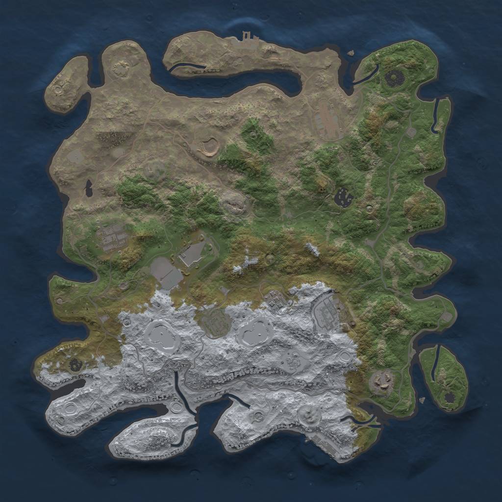 Rust Map: Procedural Map, Size: 4000, Seed: 27322394, 17 Monuments