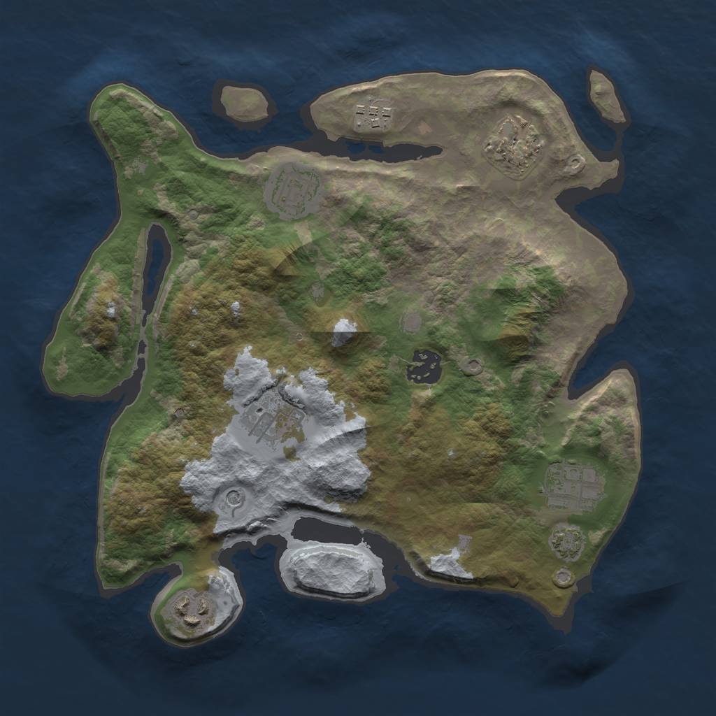 Rust Map: Barren, Size: 3000, Seed: 1582777469, 11 Monuments