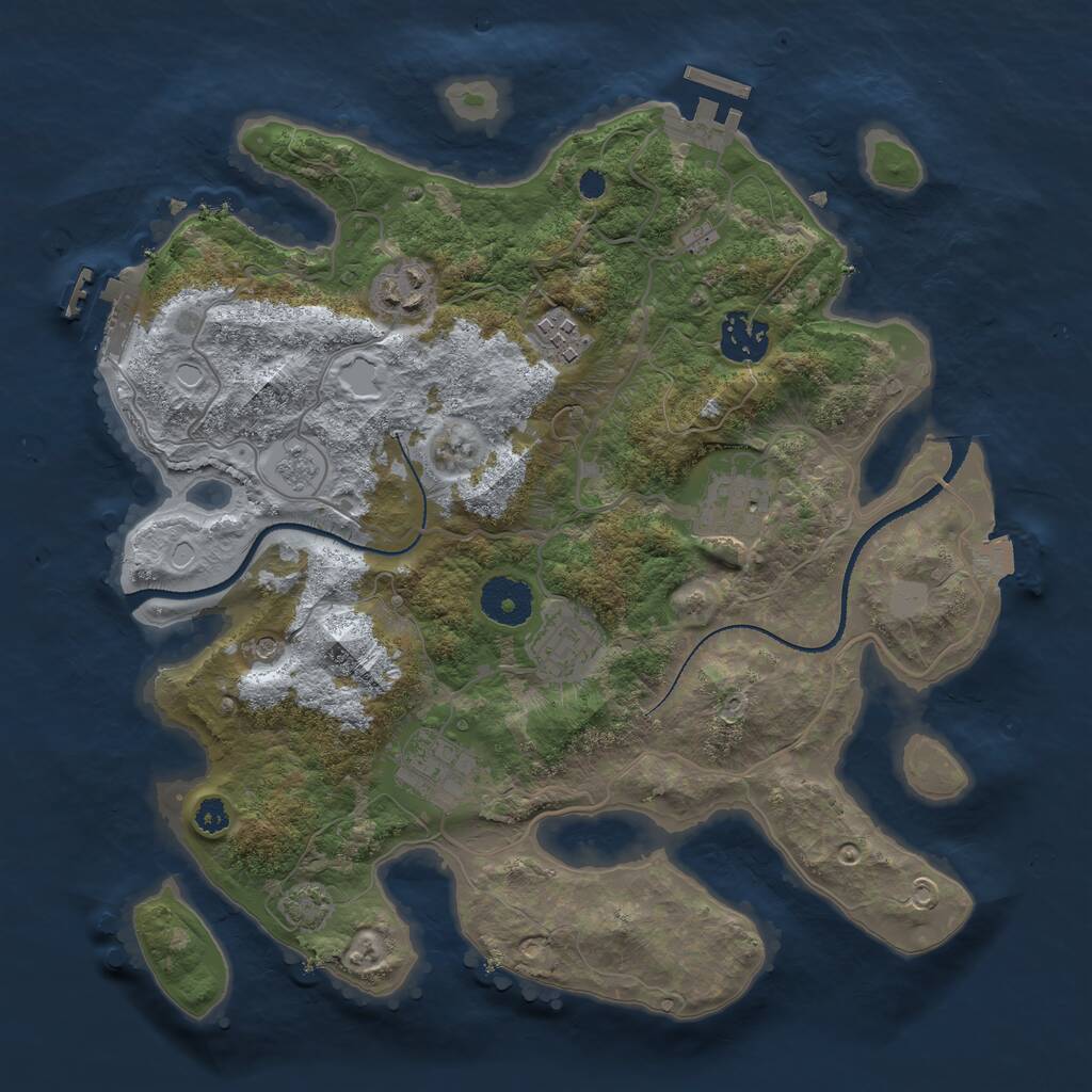 Rust Map: Procedural Map, Size: 3250, Seed: 1148605, 12 Monuments