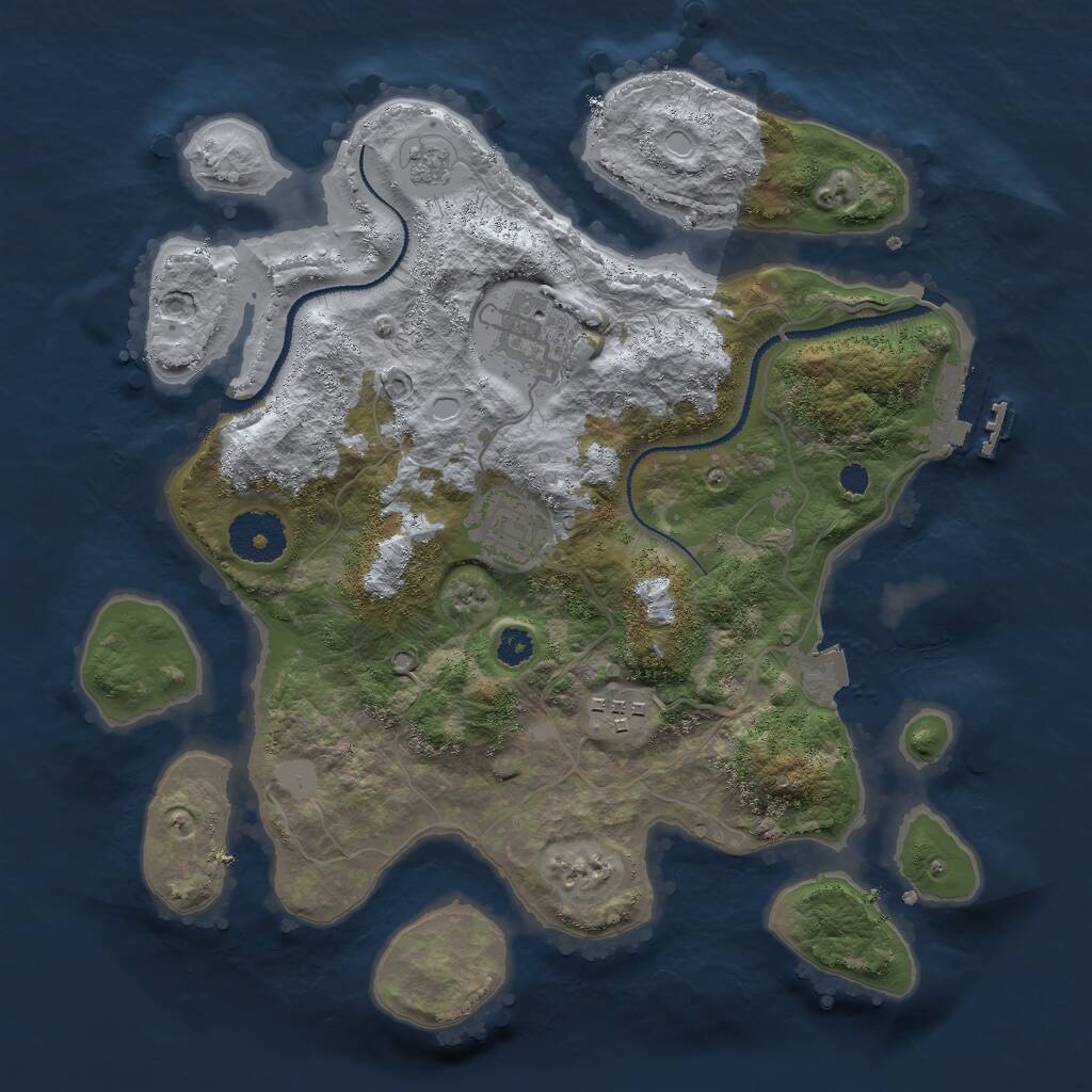 Rust Map: Procedural Map, Size: 3000, Seed: 1738892274, 6 Monuments
