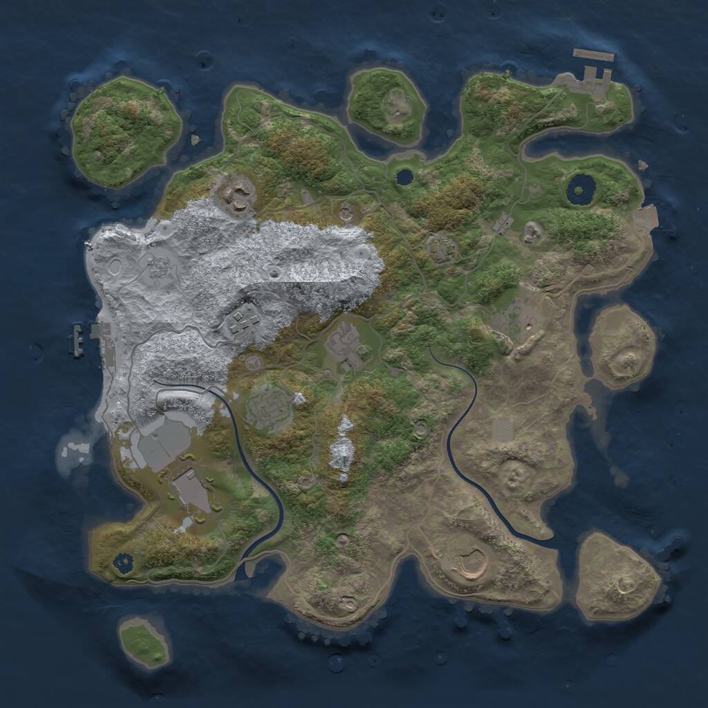 Rust Map: Procedural Map, Size: 3500, Seed: 44673000, 13 Monuments