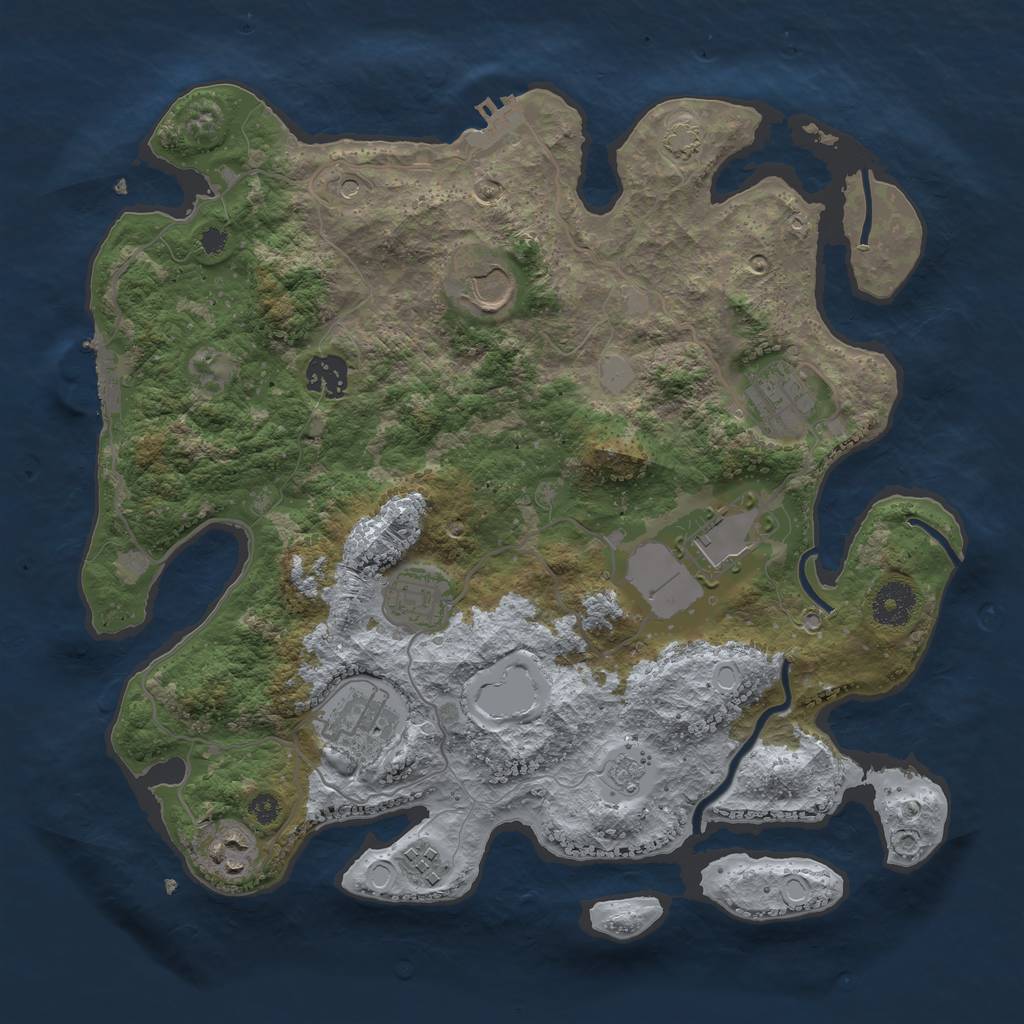 Rust Map: Procedural Map, Size: 3500, Seed: 177162387, 16 Monuments