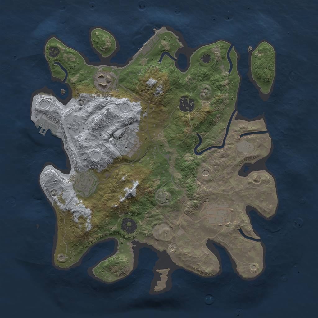Rust Map: Procedural Map, Size: 3000, Seed: 23481, 13 Monuments