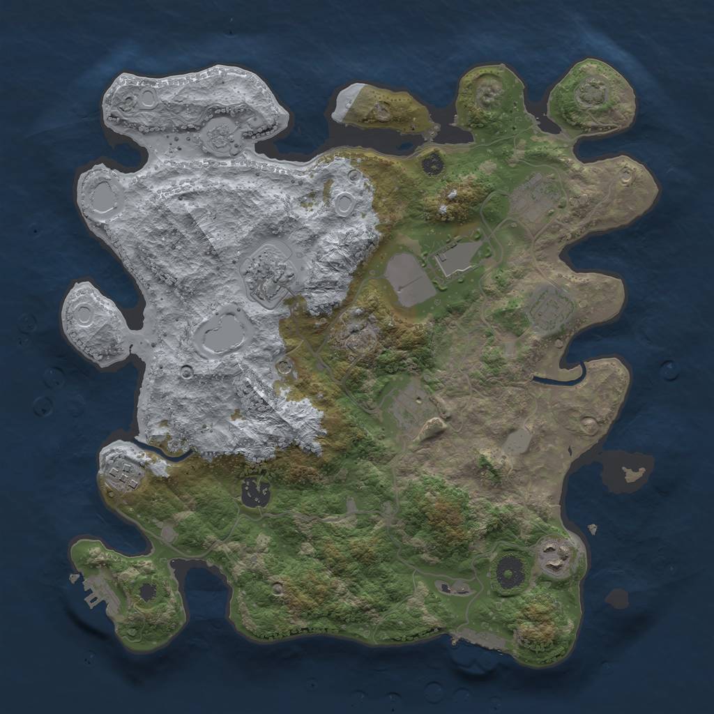 Rust Map: Procedural Map, Size: 3500, Seed: 3800405, 16 Monuments