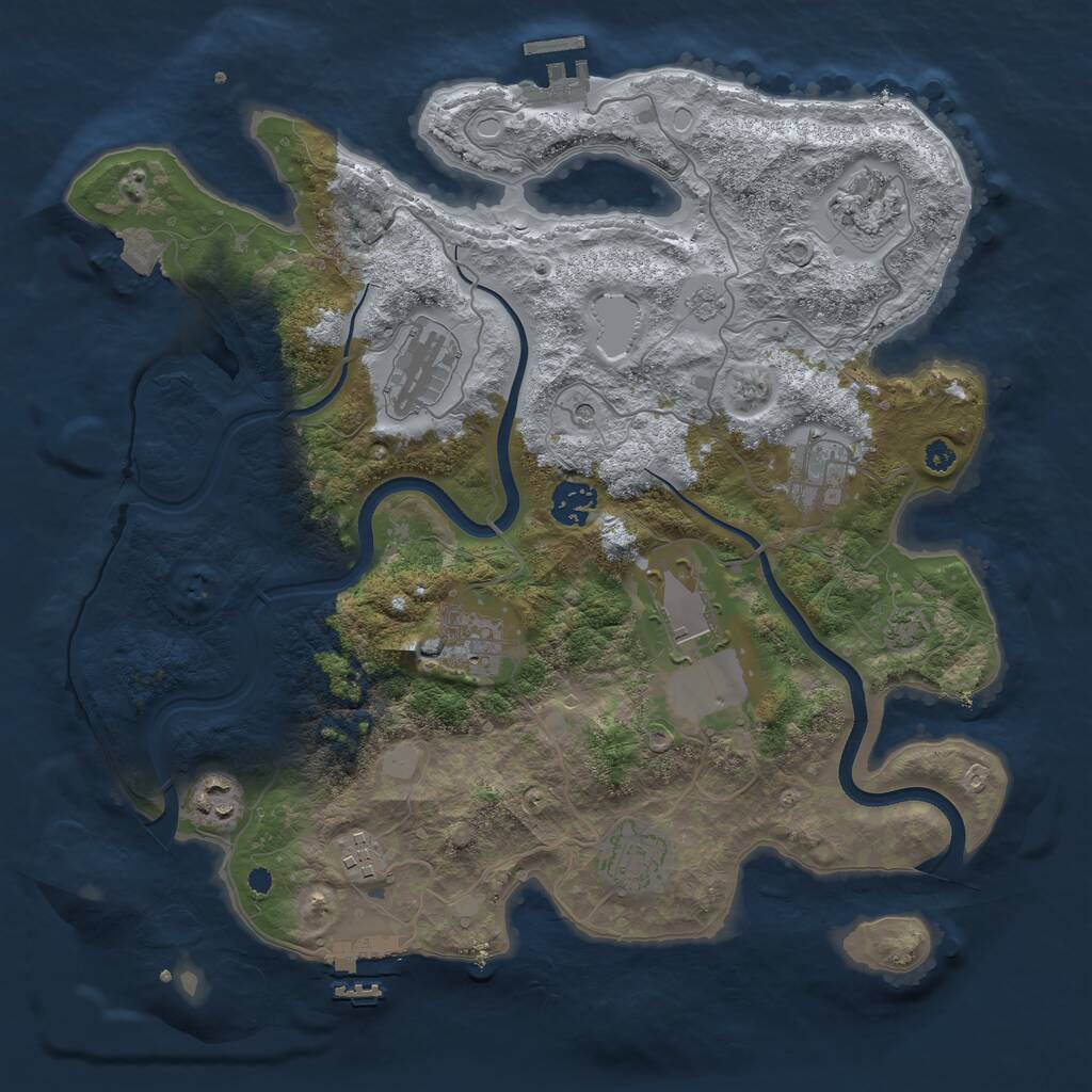 Rust Map: Procedural Map, Size: 3600, Seed: 64571013, 15 Monuments