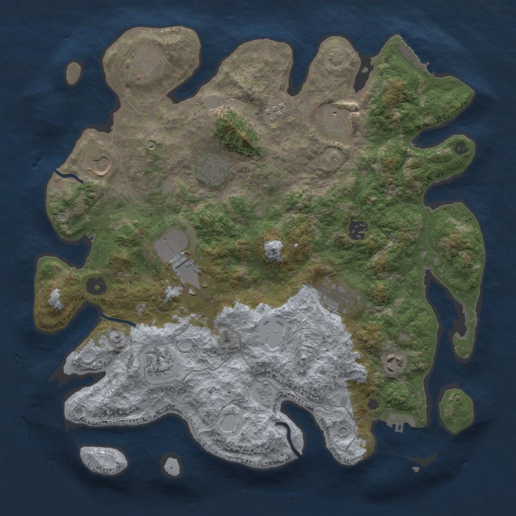 Rust Map: Procedural Map, Size: 3950, Seed: 15117533, 18 Monuments