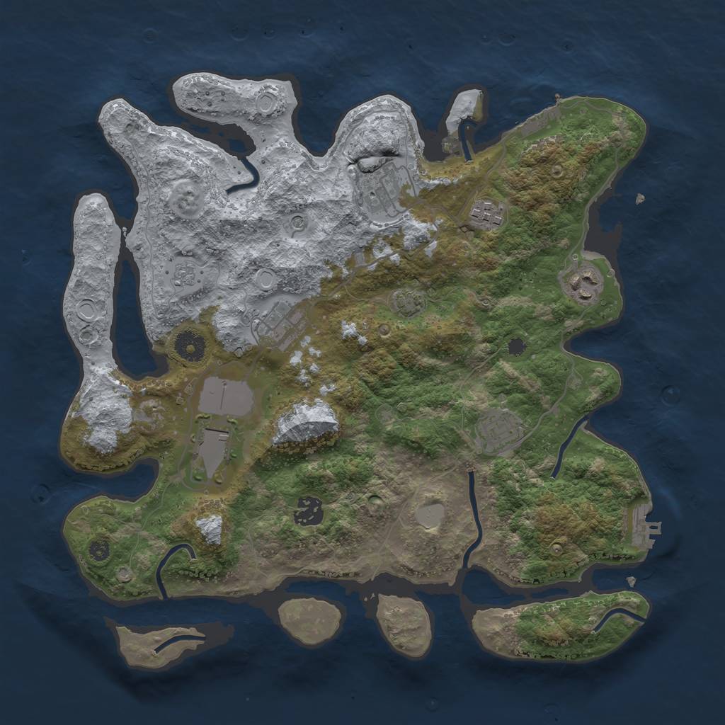 Rust Map: Procedural Map, Size: 3550, Seed: 2872484, 15 Monuments