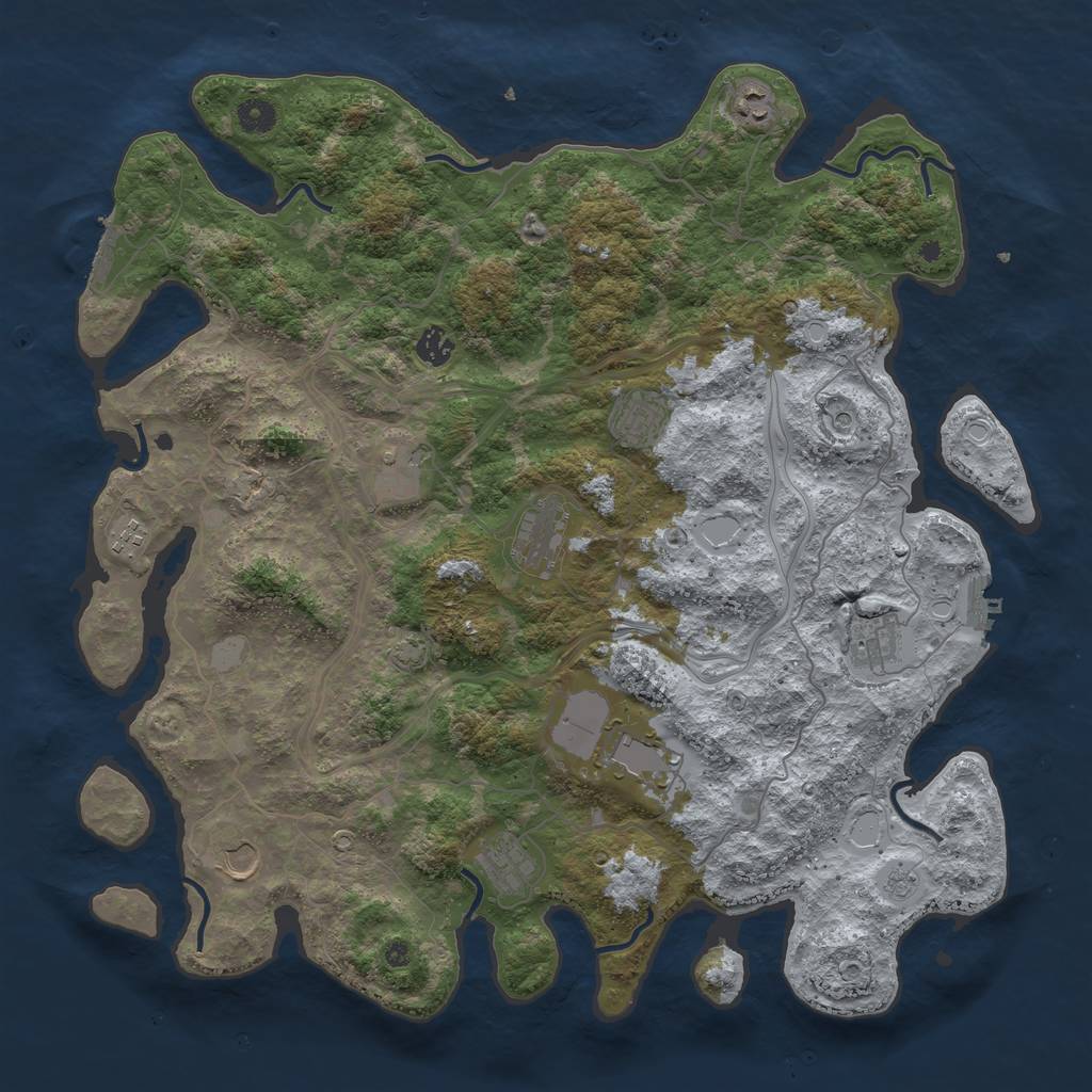 Rust Map: Procedural Map, Size: 4400, Seed: 31381543, 18 Monuments