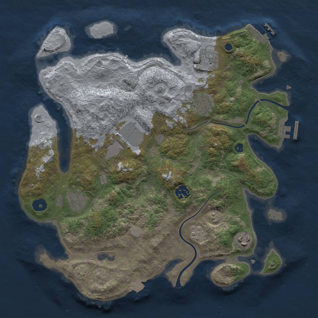 Rust Map: Procedural Map, Size: 3500, Seed: 1278389032, 13 Monuments