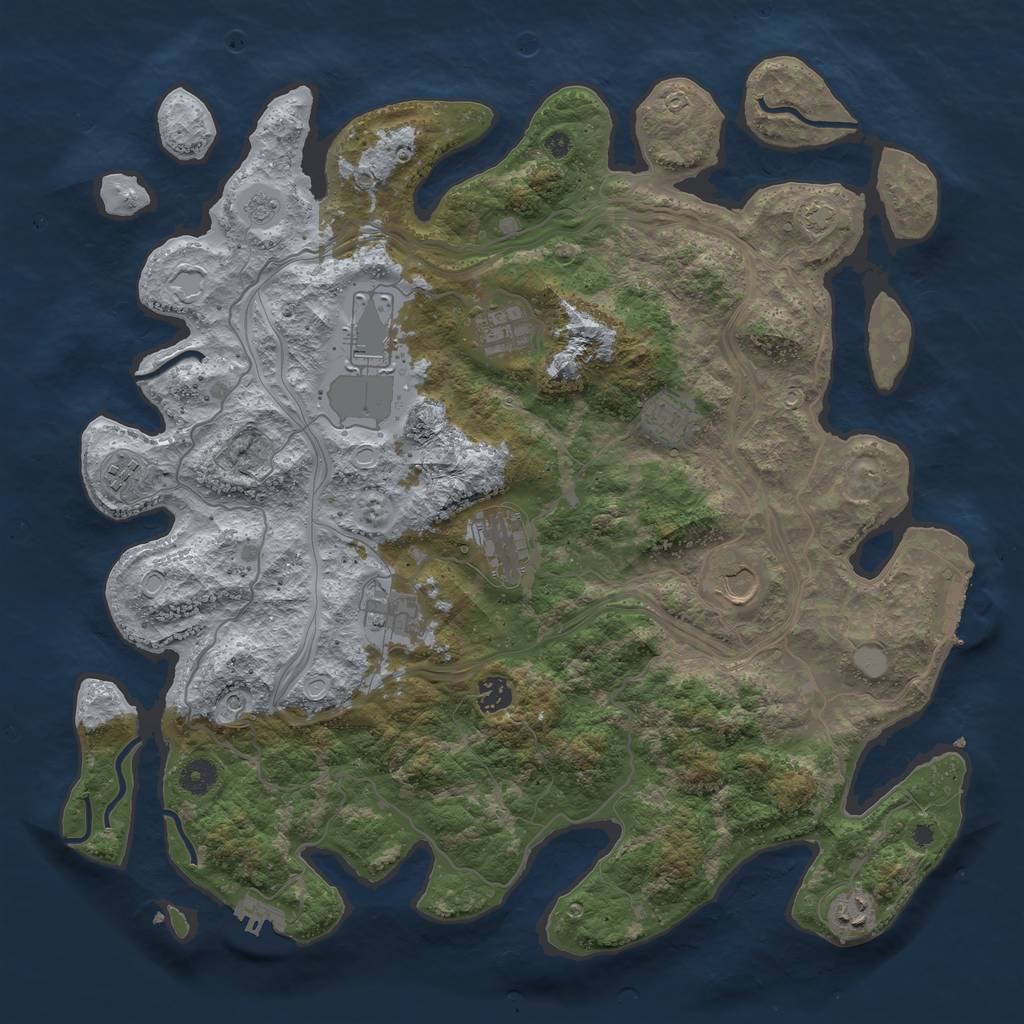 Rust Map: Procedural Map, Size: 4250, Seed: 988539627, 17 Monuments