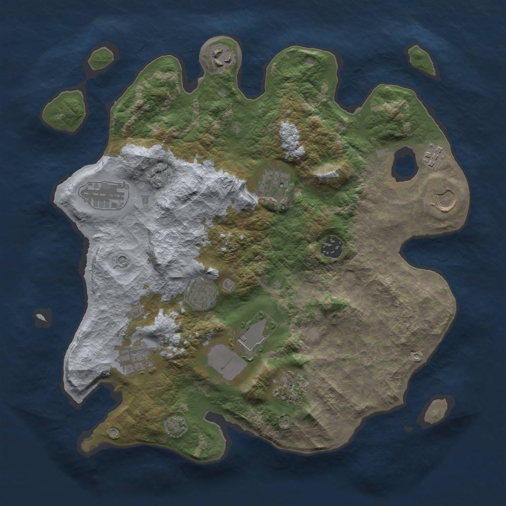 Rust Map: Barren, Size: 3500, Seed: 852710268, 14 Monuments