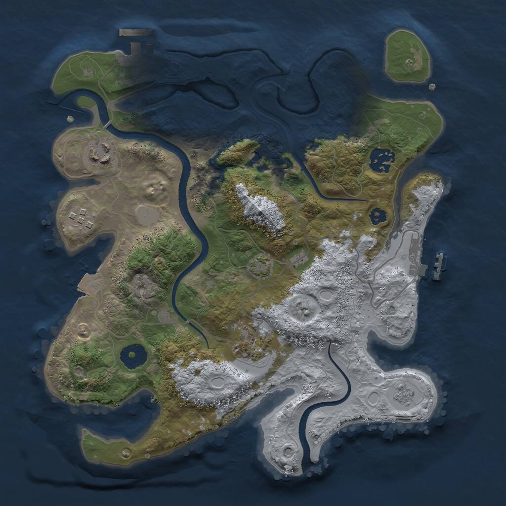 Rust Map: Procedural Map, Size: 3000, Seed: 12699, 10 Monuments