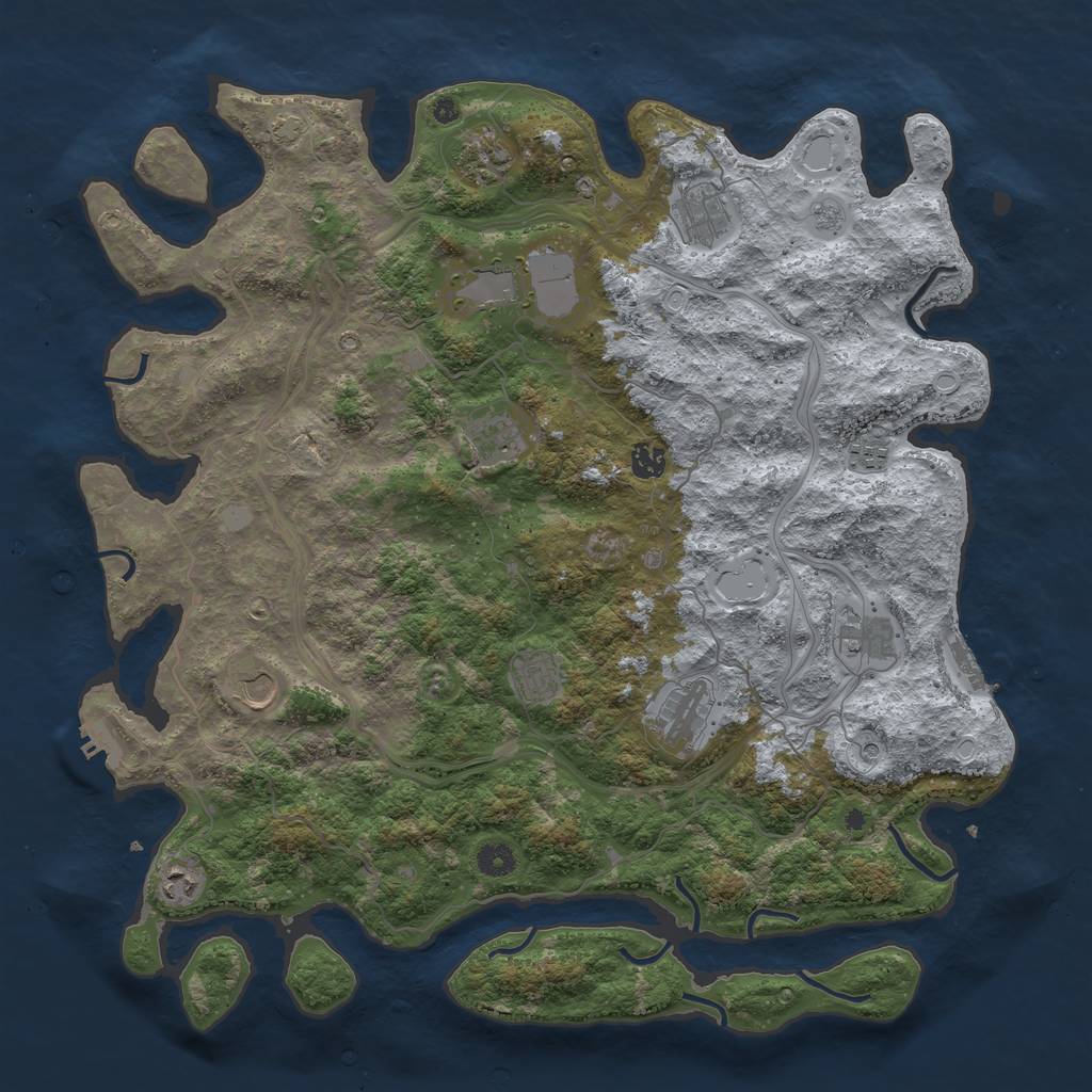 Rust Map: Procedural Map, Size: 4500, Seed: 801662152, 19 Monuments