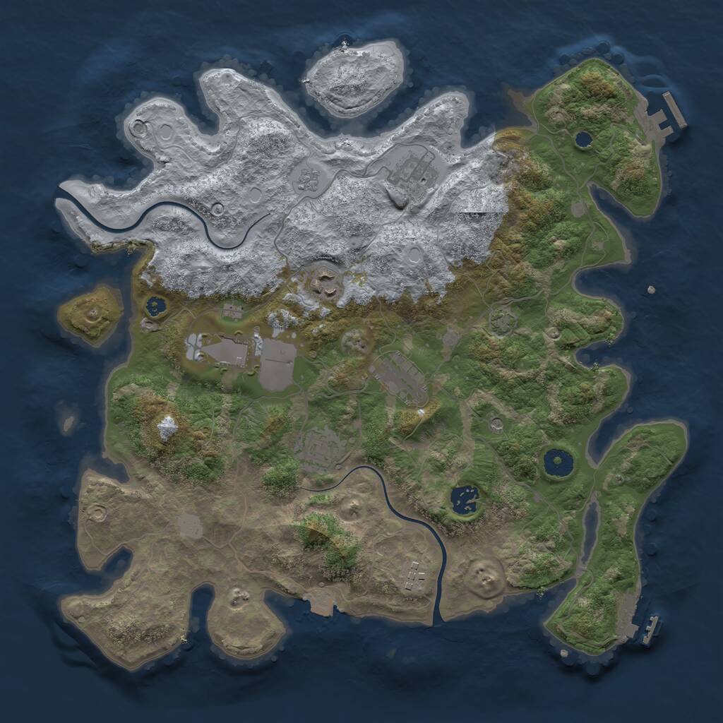 Rust Map: Procedural Map, Size: 3750, Seed: 132051481, 13 Monuments