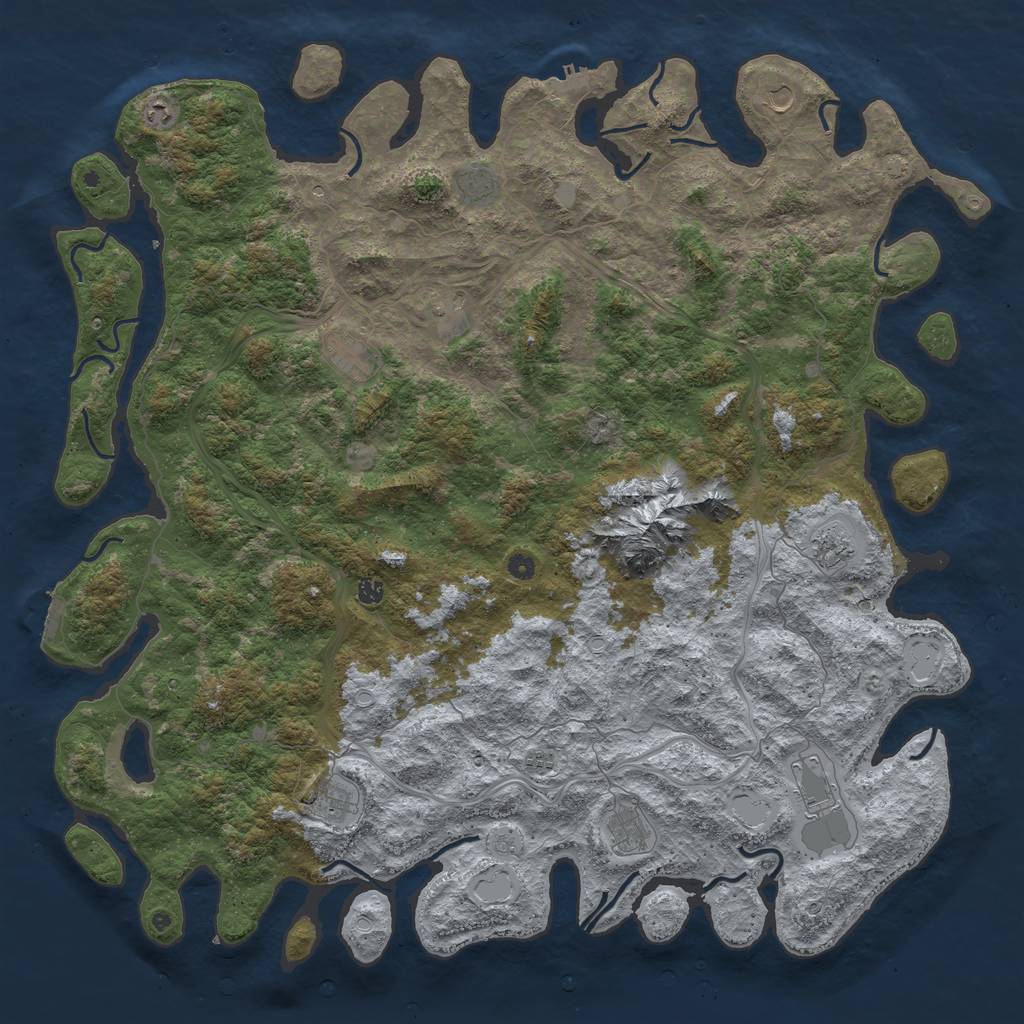 Rust Map: Procedural Map, Size: 5750, Seed: 1256743798, 19 Monuments
