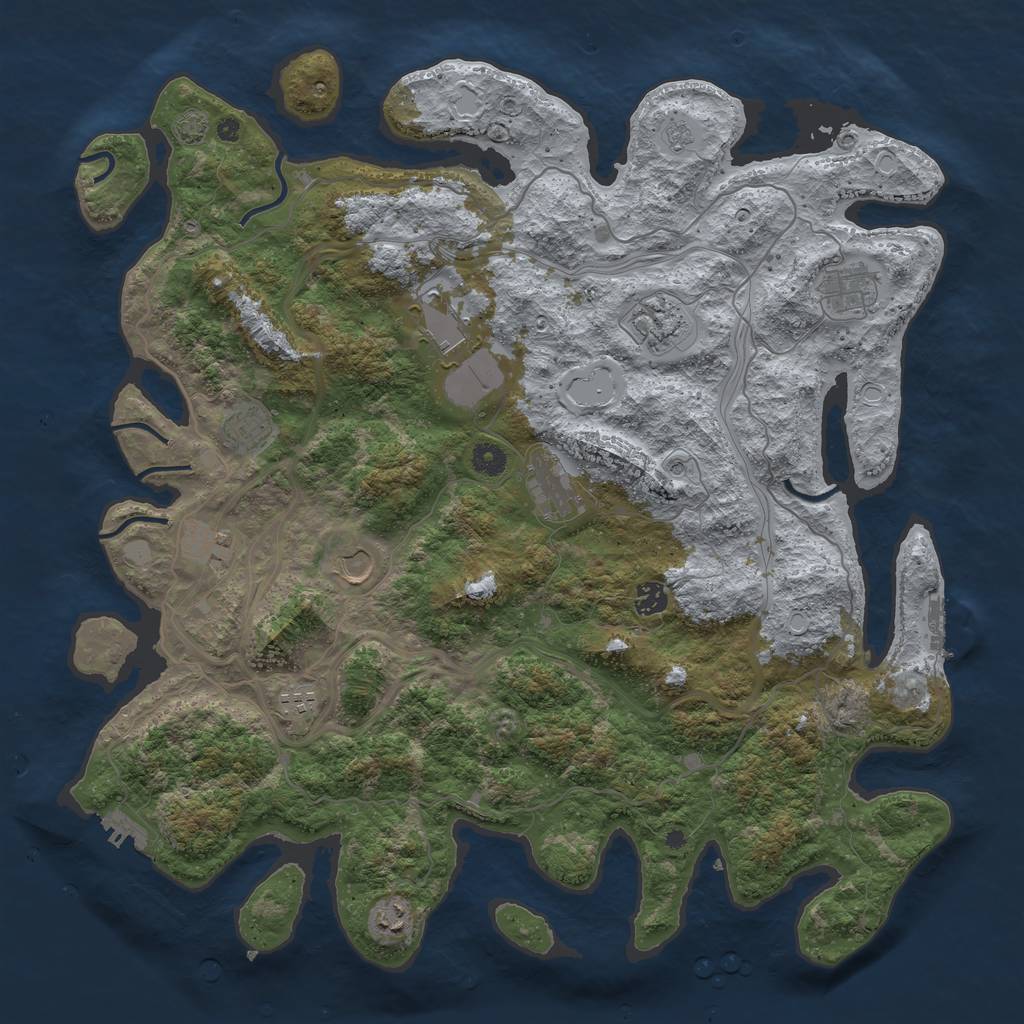 Rust Map: Procedural Map, Size: 4500, Seed: 2037305287, 18 Monuments
