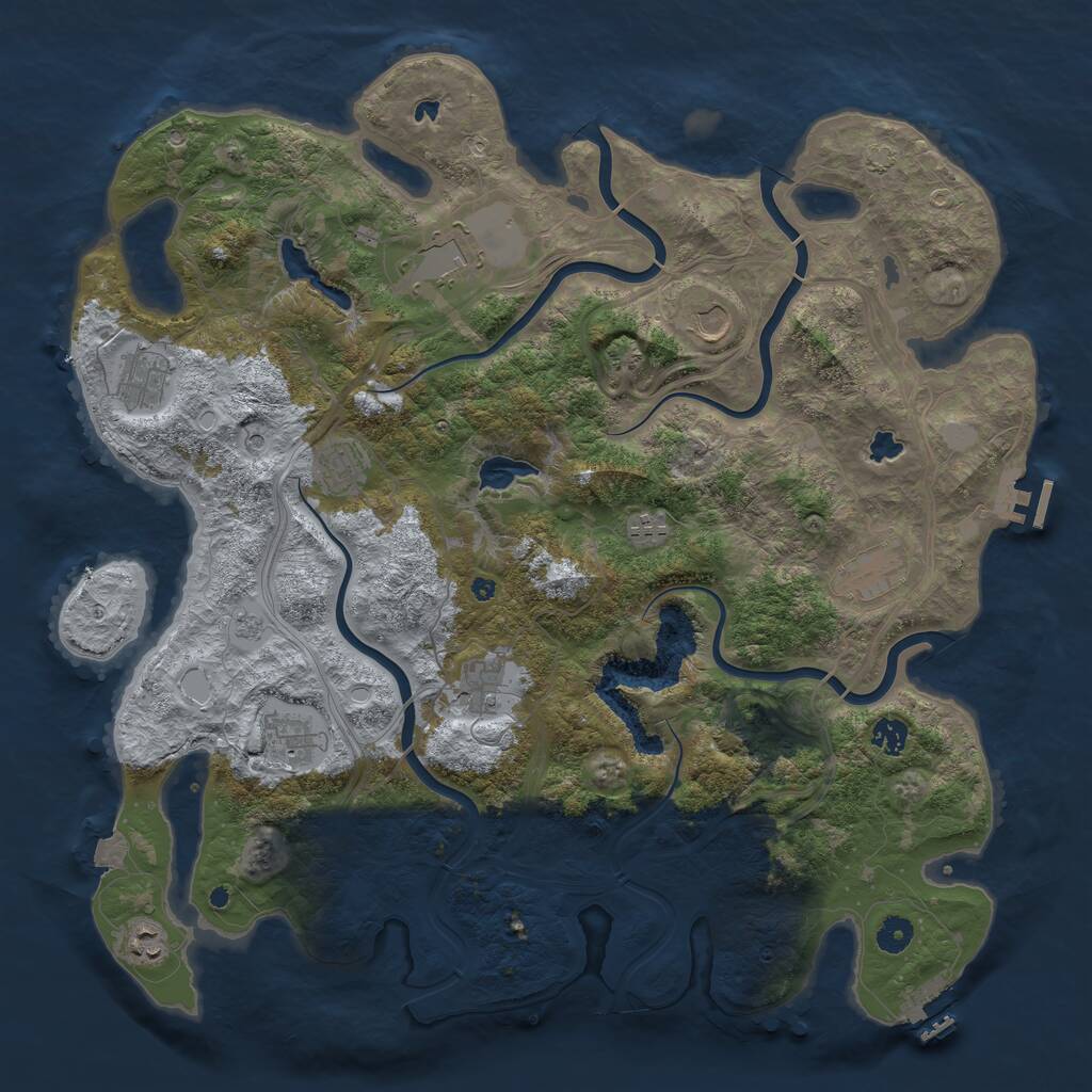 Rust Map: Procedural Map, Size: 4500, Seed: 1228530470, 16 Monuments