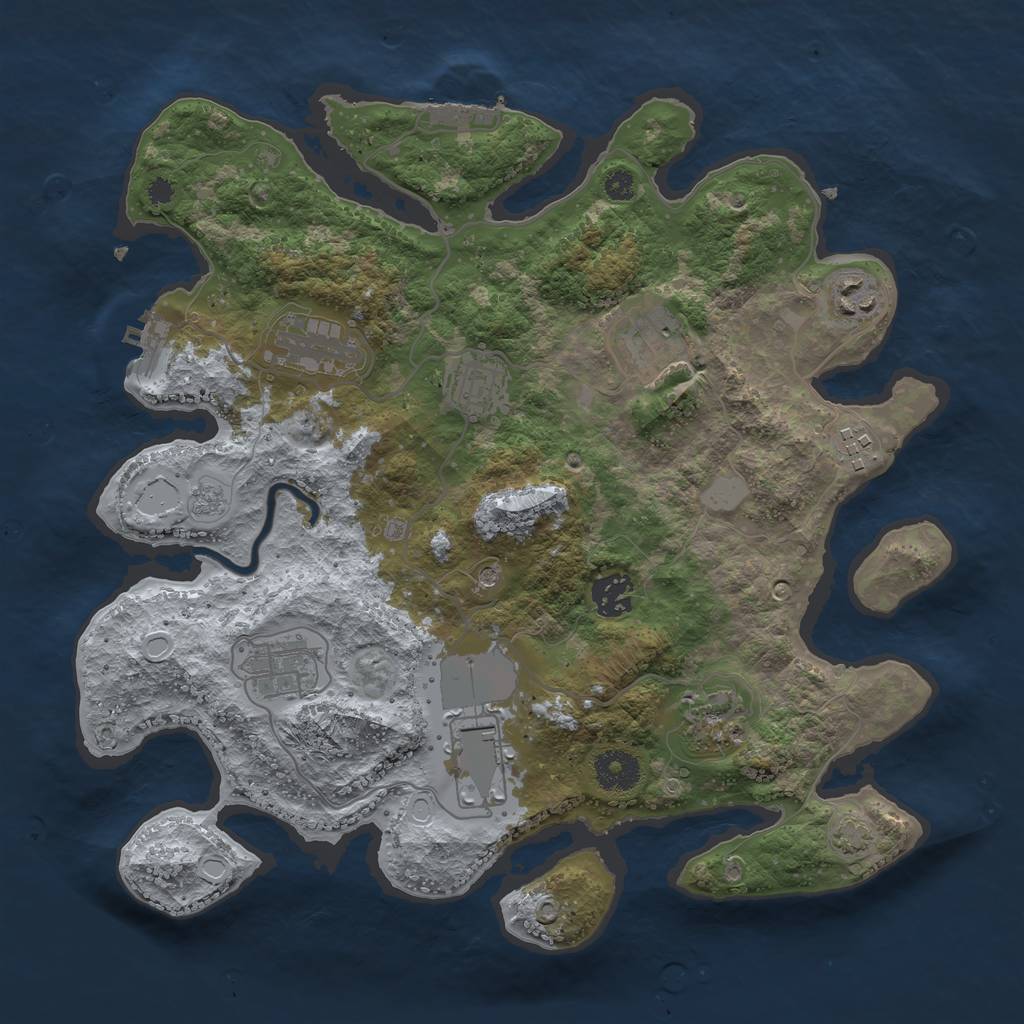 Rust Map: Procedural Map, Size: 3500, Seed: 698974, 17 Monuments