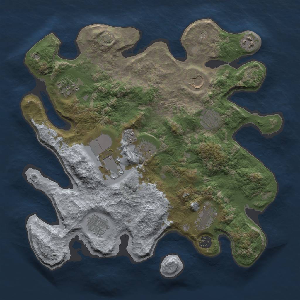 Rust Map: Barren, Size: 3500, Seed: 487546525, 14 Monuments