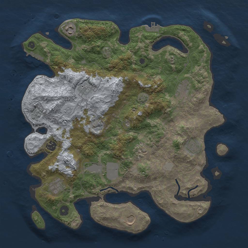 Rust Map: Procedural Map, Size: 3750, Seed: 1148605, 18 Monuments