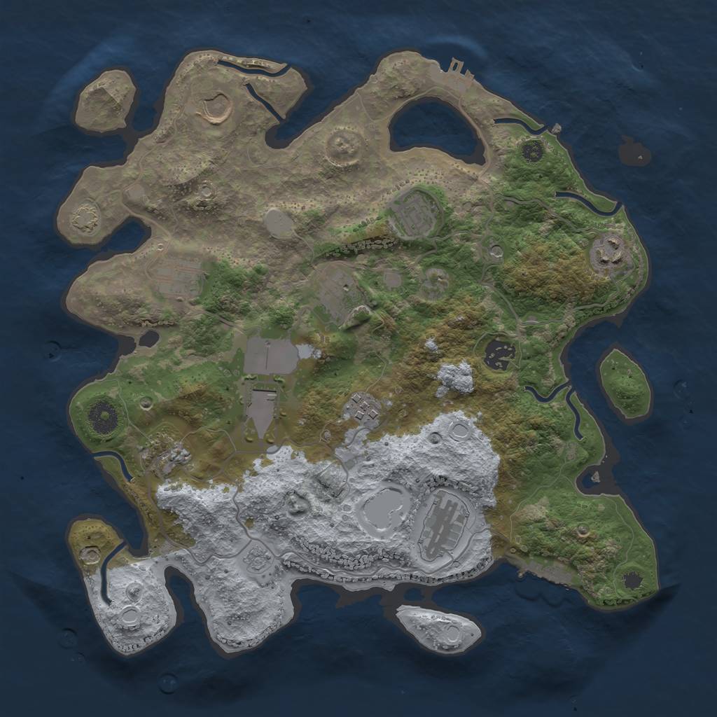 Rust Map: Procedural Map, Size: 3500, Seed: 693453995, 18 Monuments