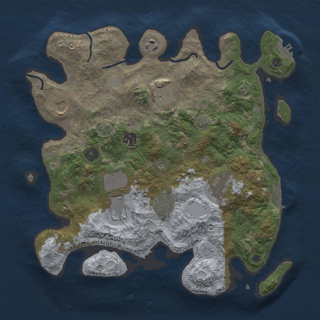 Rust Map: Procedural Map, Size: 3500, Seed: 634567, 15 Monuments