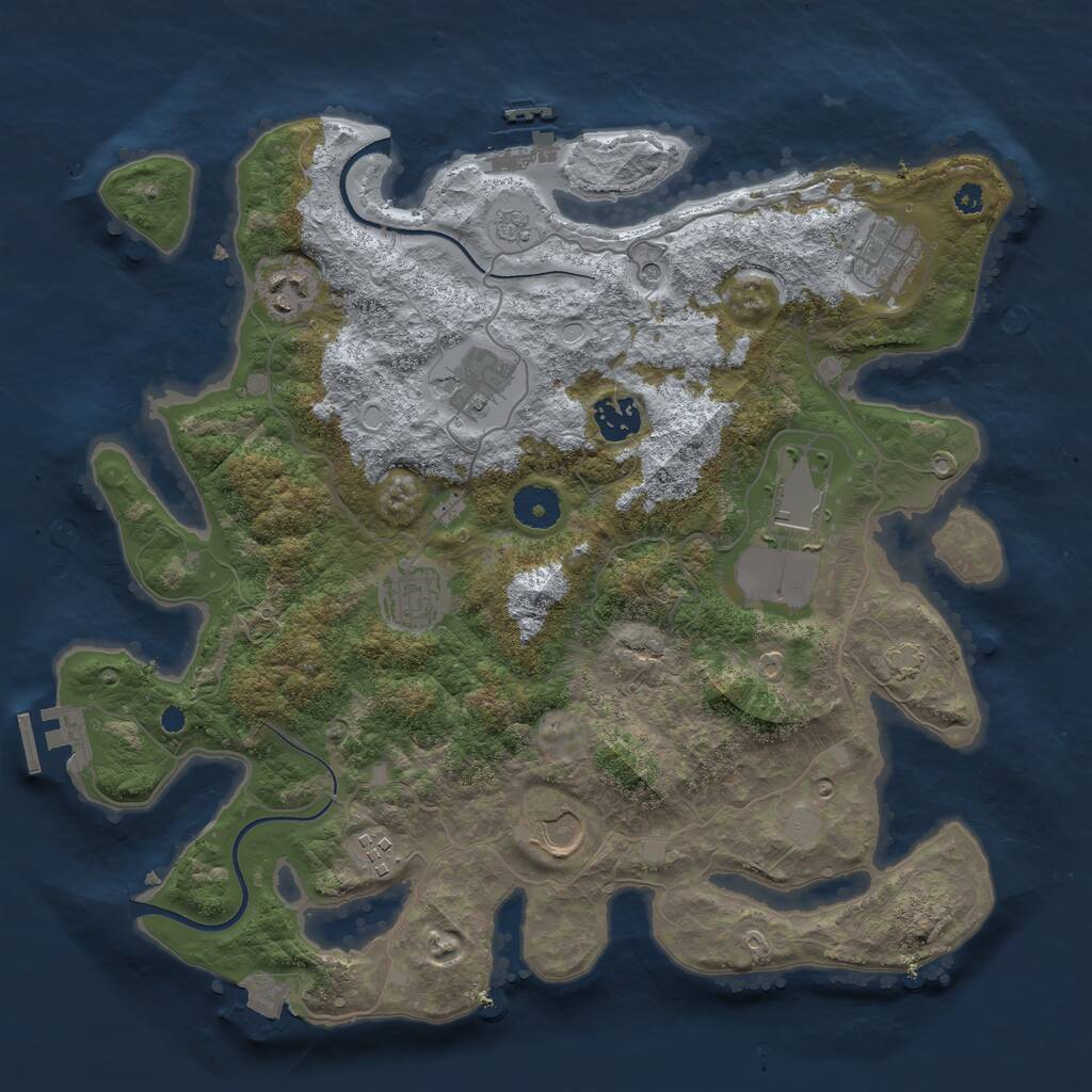 Rust Map: Procedural Map, Size: 3600, Seed: 78341337, 14 Monuments