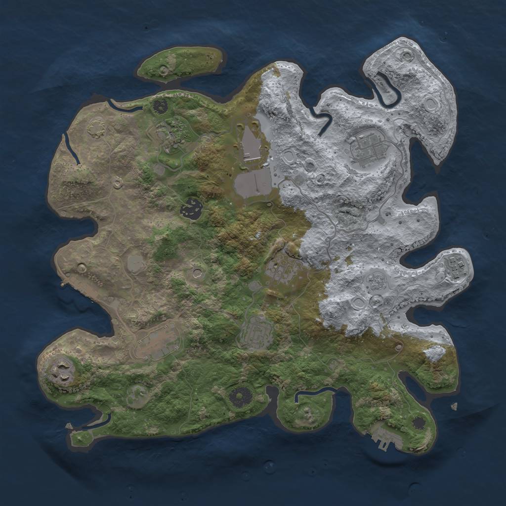 Rust Map: Procedural Map, Size: 3500, Seed: 334230424, 17 Monuments