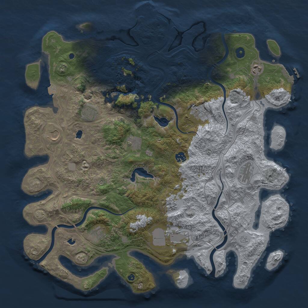 Rust Map: Procedural Map, Size: 4500, Seed: 417994191, 17 Monuments