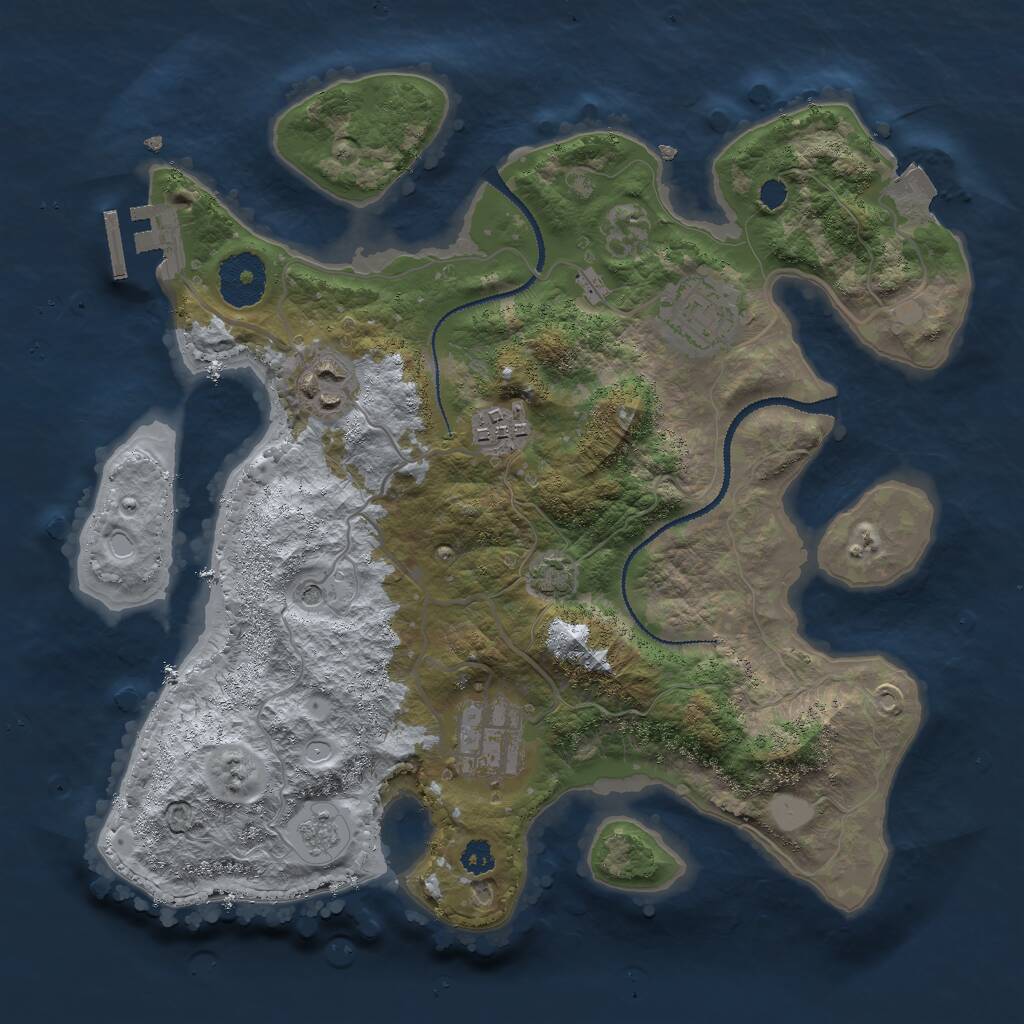 Rust Map: Procedural Map, Size: 3000, Seed: 1259331, 9 Monuments