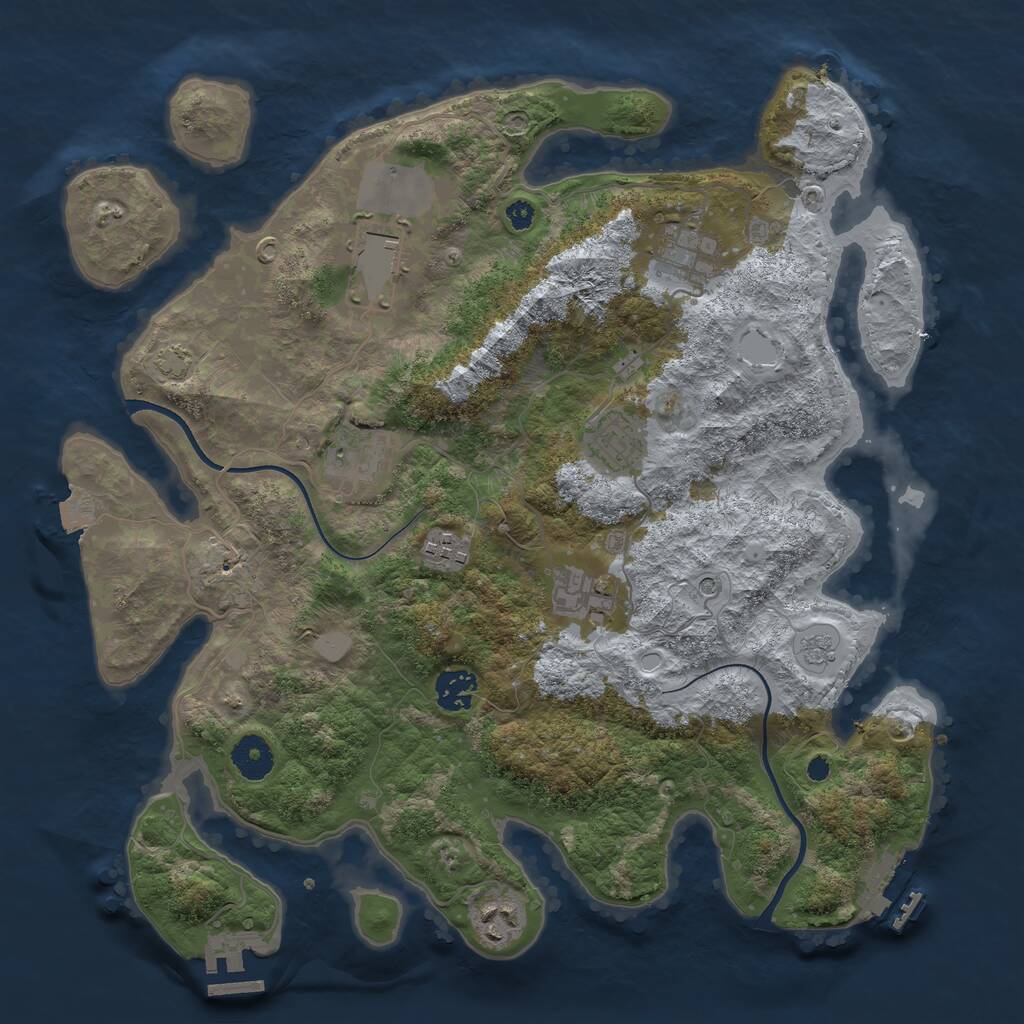 Rust Map: Procedural Map, Size: 3650, Seed: 18536058, 14 Monuments