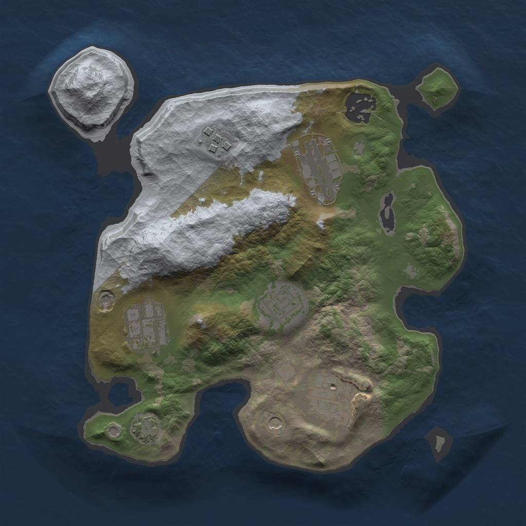 Rust Map: Barren, Size: 2500, Seed: 68587844, 10 Monuments