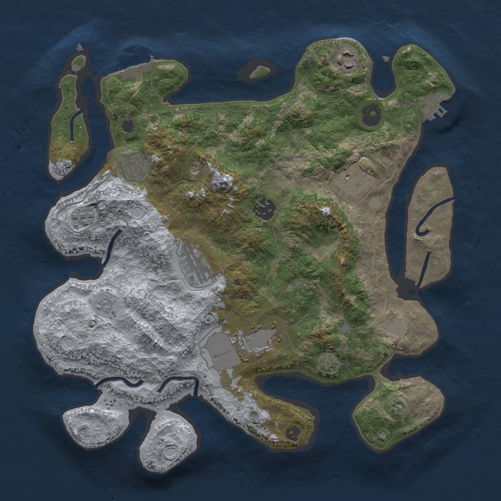 Rust Map: Procedural Map, Size: 3500, Seed: 221965251, 15 Monuments